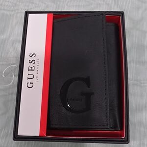 Guess Black Card Holder with Embossed Logo